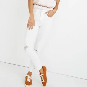 Madewell 9" High Rise Skinny Crop, Ripped White Jeans, Size 26